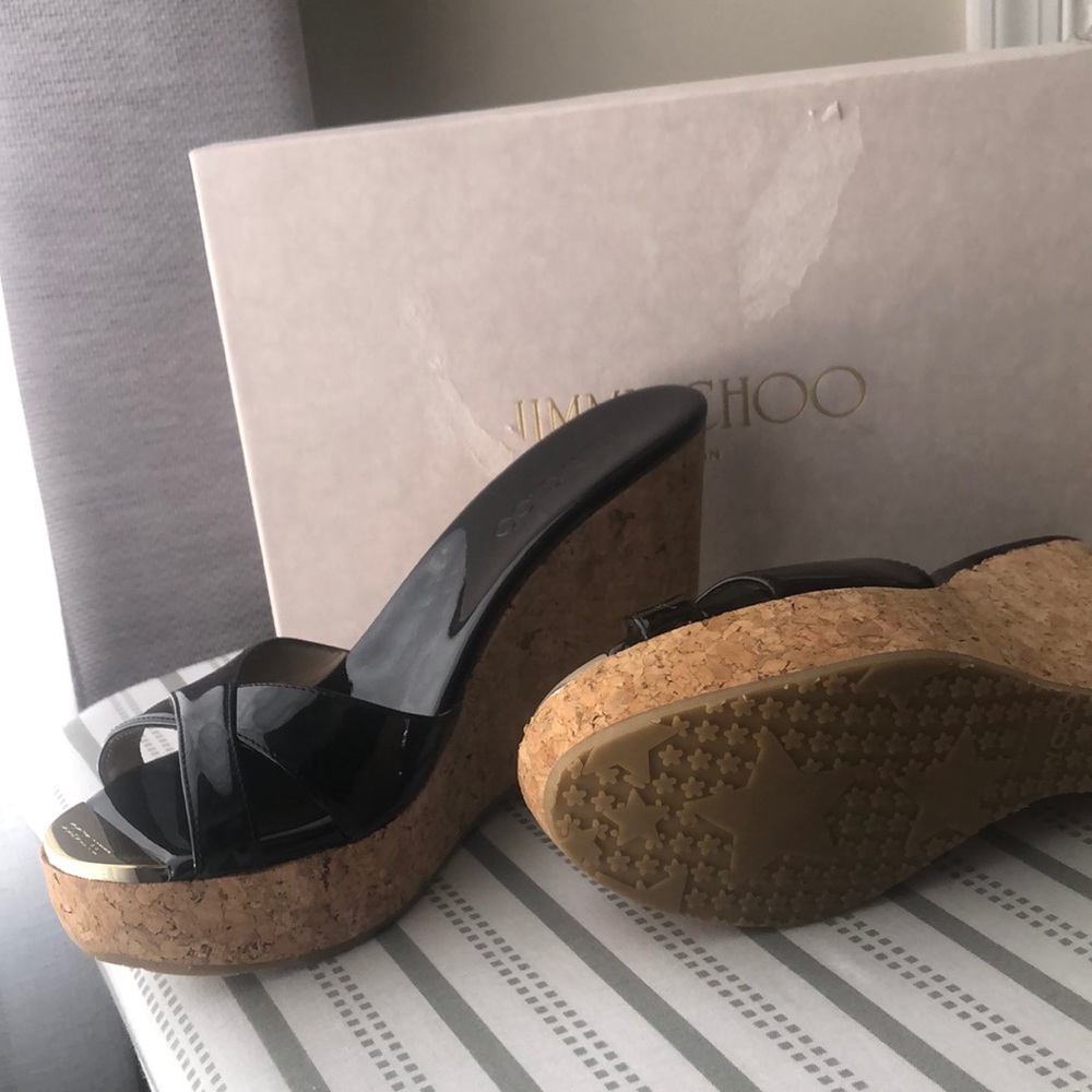 Jimmy Choo Perfume Wedge 38.5 Worn Once EUC